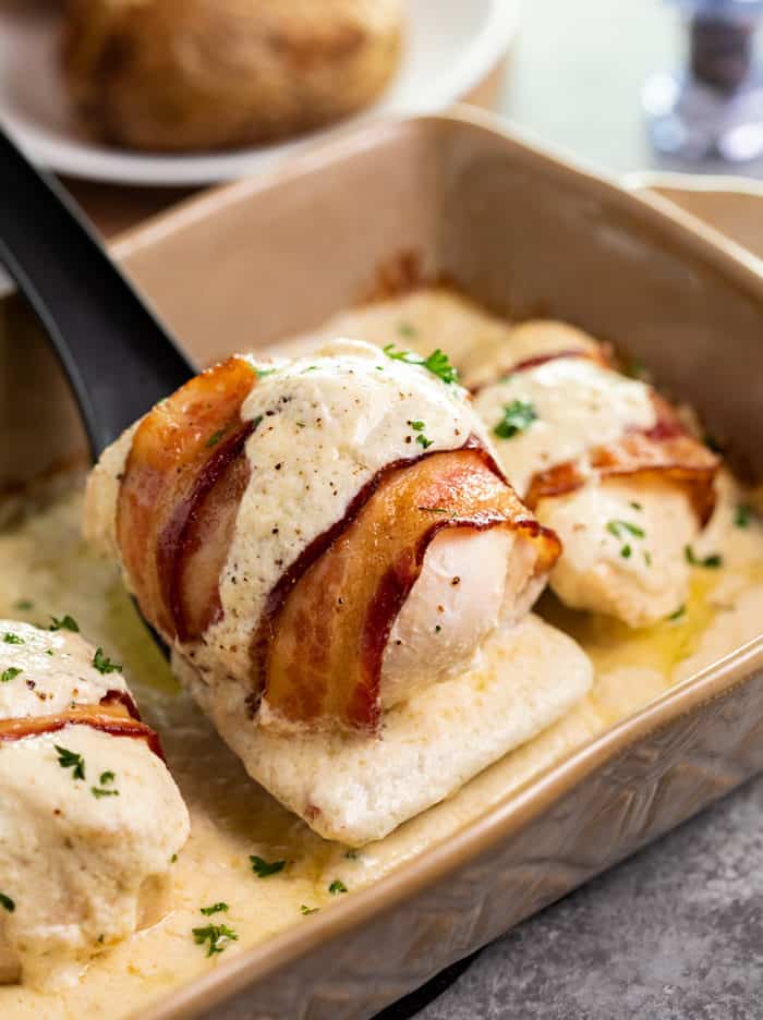 Bacon Wrapped Chicken with White Sauce - The Cozy Cook