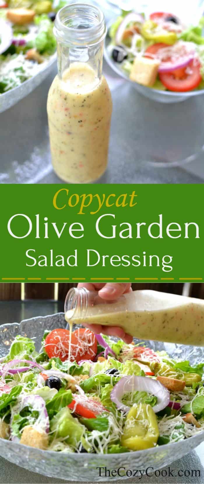 This homemade copycat Olive Garden Salad Dressing is the perfect accompaniment to fresh lettuce and salad ingredients- and so easy to make at home! | The Cozy Cook | #Copycat #SaladDressing #OliveGarden #Italian #Vegetarian #Healthy #ItalianSaladDressing #CopycatOliveGarden