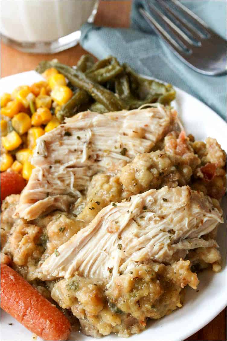 Crock Pot Chicken and Stuffing - The Cozy Cook