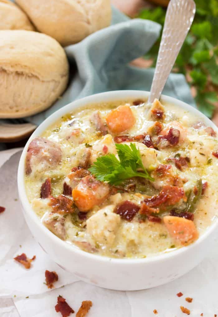 Crock Pot Creamy Chicken Stew - The Cozy Cook