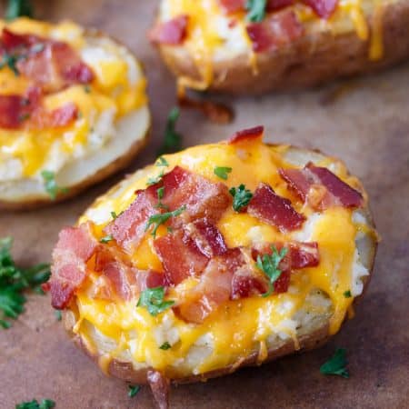 Twice Baked Cheesy Bacon Ranch Potatoes - The Cozy Cook