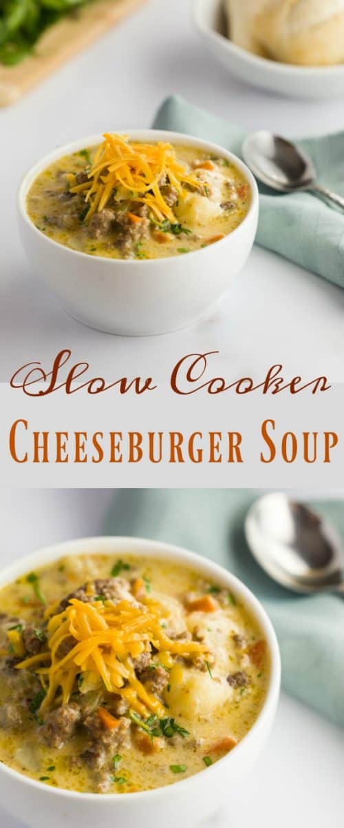 Slow Cooker Cheeseburger Soup - The Cozy Cook