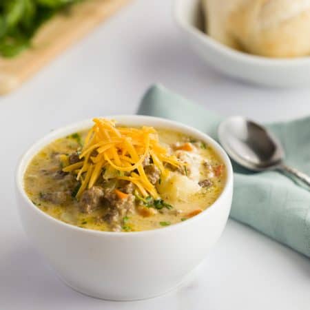 Slow Cooker Cheeseburger Soup - The Cozy Cook