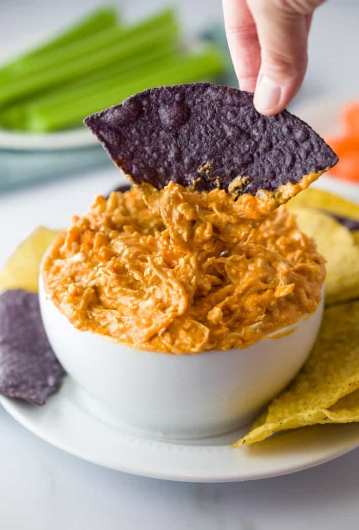 Buffalo Chicken Dip {with Feta!} - The Cozy Cook