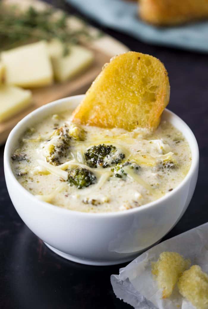 Roasted Broccoli White Cheddar Soup - The Cozy Cook