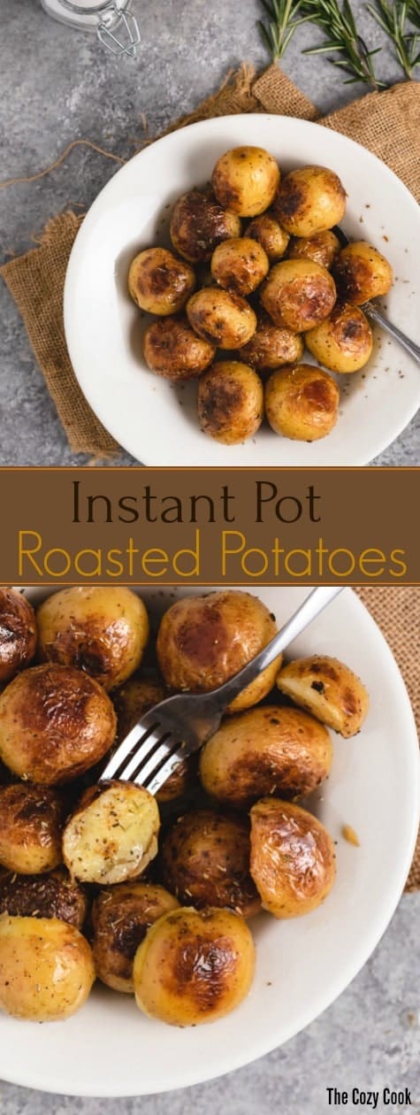 Baby Potatoes are pressure cooked in chicken broth for just 11 minutes, then sauteed to crispy perfection and topped with my grandmother's seasoning recipe! | The Cozy Cook | #potatoes #instantpot #roasted #sides #sidedish