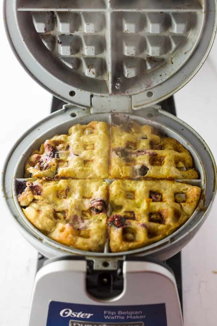 3-ingredient Banana Blueberry Waffles