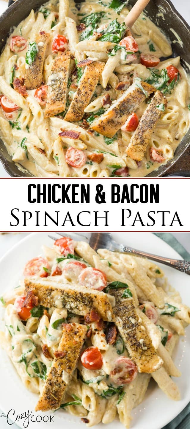 Chicken Bacon Spinach Pasta The Cozy Cook