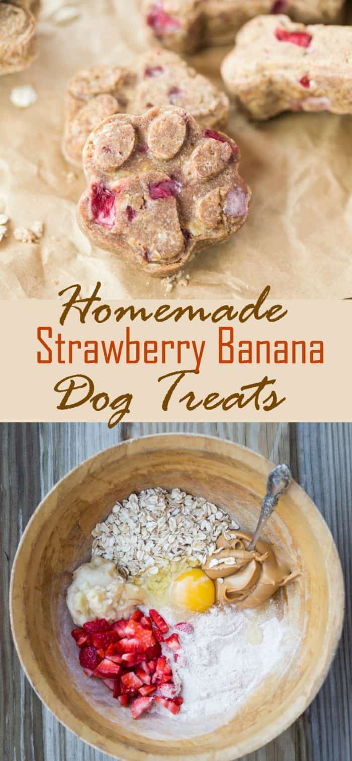 These homemade dog treats are loaded with strawberries, bananas, peanut butter, and oats. Everything you need to keep your dog happy and energized! |The Cozy Cook| #DogTreats #PeanutButter #Strawberries #Pets #Dogs #Banana #Homemade #Gifts