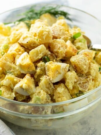 Potato Salad with hard boiled eggs in a