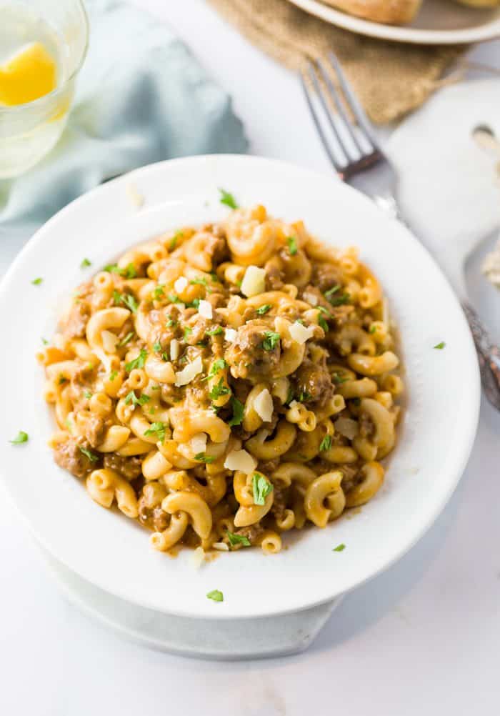 instant pot cheesy hamburger helper