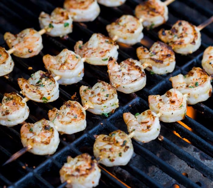 Grilled Shrimp w/ Lemon Garlic Pepper from Dr. Dor's in an Outset Shrimp Pan  on a Ñuke Grill. 