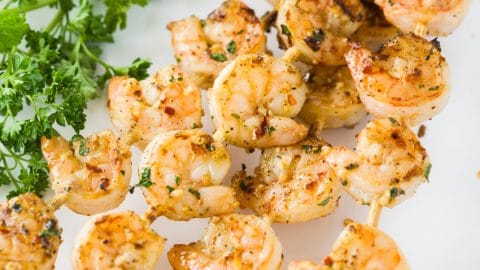 Grilled Shrimp w/ Lemon Garlic Pepper from Dr. Dor's in an Outset Shrimp Pan  on a Ñuke Grill. 