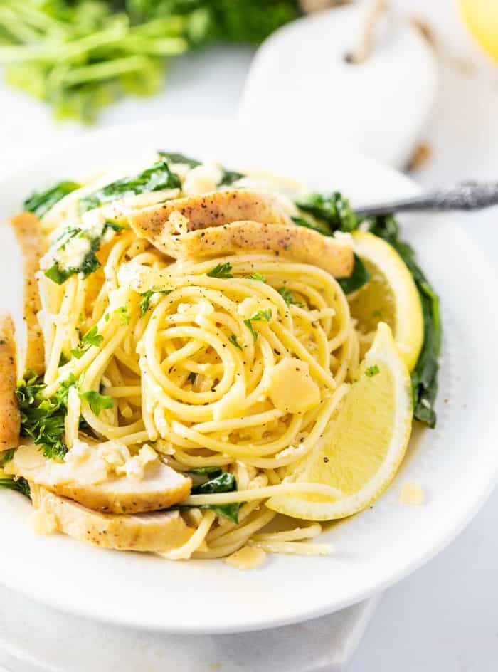 Lemon Ricotta Parmesan Pasta With Chicken And Spinach The Cozy Cook