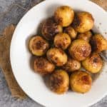 Roasted Potatoes on a white plate.