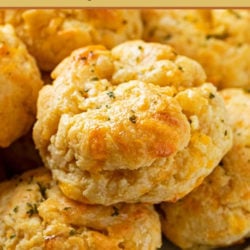 A labeled image of Cheddar Bay Biscuits on a plate.