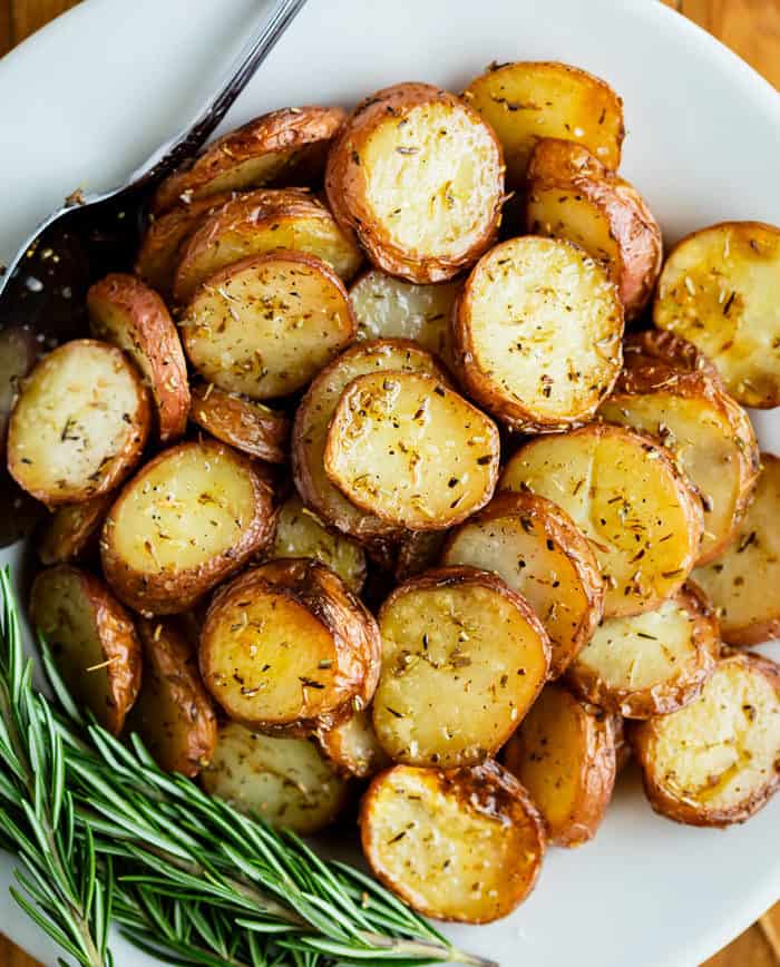 sliced baked potato with olive oil