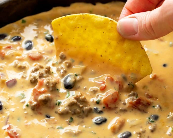 Slow Cooker Beef Queso Dip - The Recipe Pot