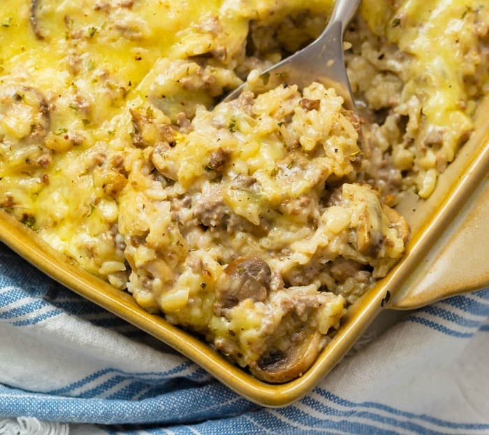 Cheesy Ground Beef And Rice Casserole The Cozy Cook