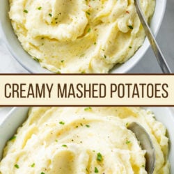 A collage of creamy mashed potatoes.