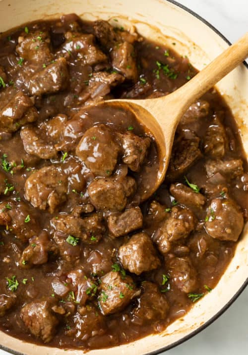 Beef Tips and Gravy (Stove Top or Crock Pot!) - The Cozy Cook