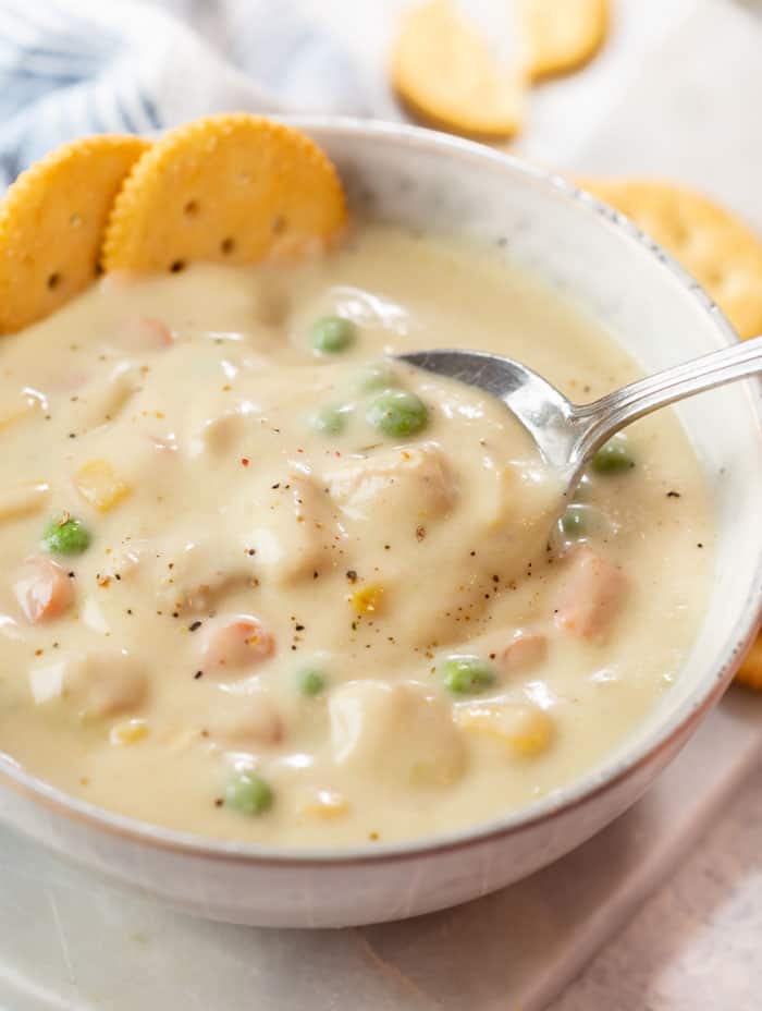 Chicken Pot Pie Soup - Sugar Spun Run