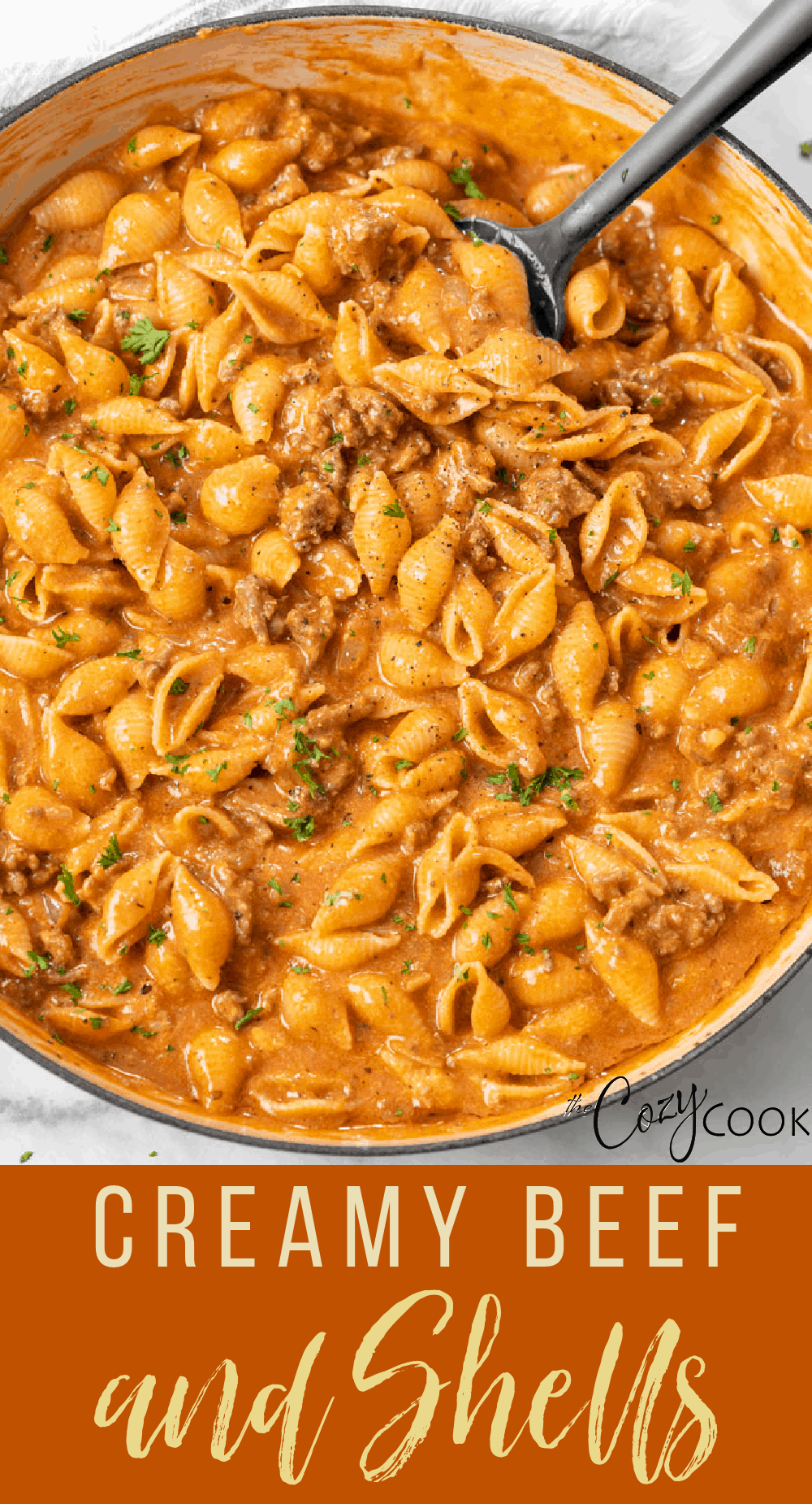 Creamy Beef and Shells - The Cozy Cook