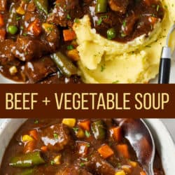 A labeled image of beef and vegetable soup.