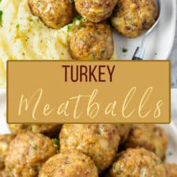 A collage of turkey meatballs.