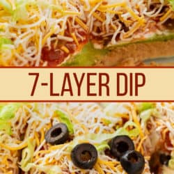 A labeled collage of 7 layer dip.