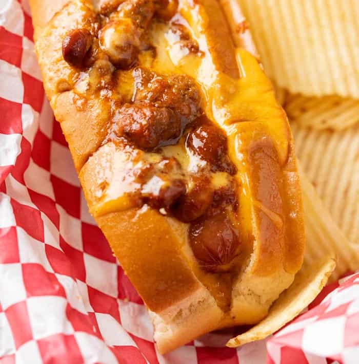 Easy Baked Chili Cheese Dogs