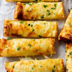 A labeled image of Garlic Bread with Cheese cut into sticks.