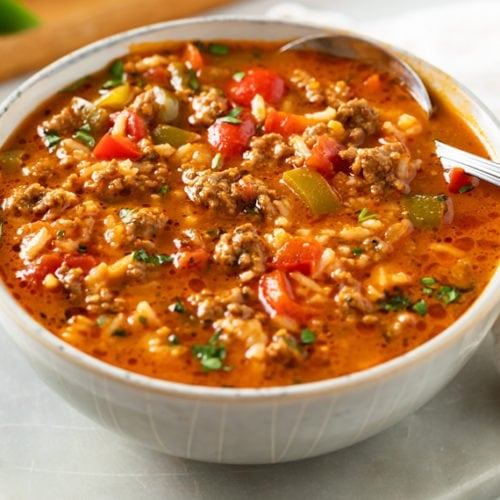 Stuffed Pepper Soup - The Cozy Cook