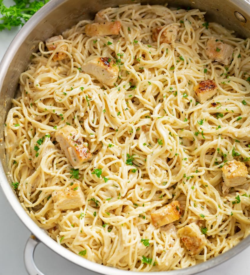 Angel Hair Pasta with Chicken - The Cozy Cook