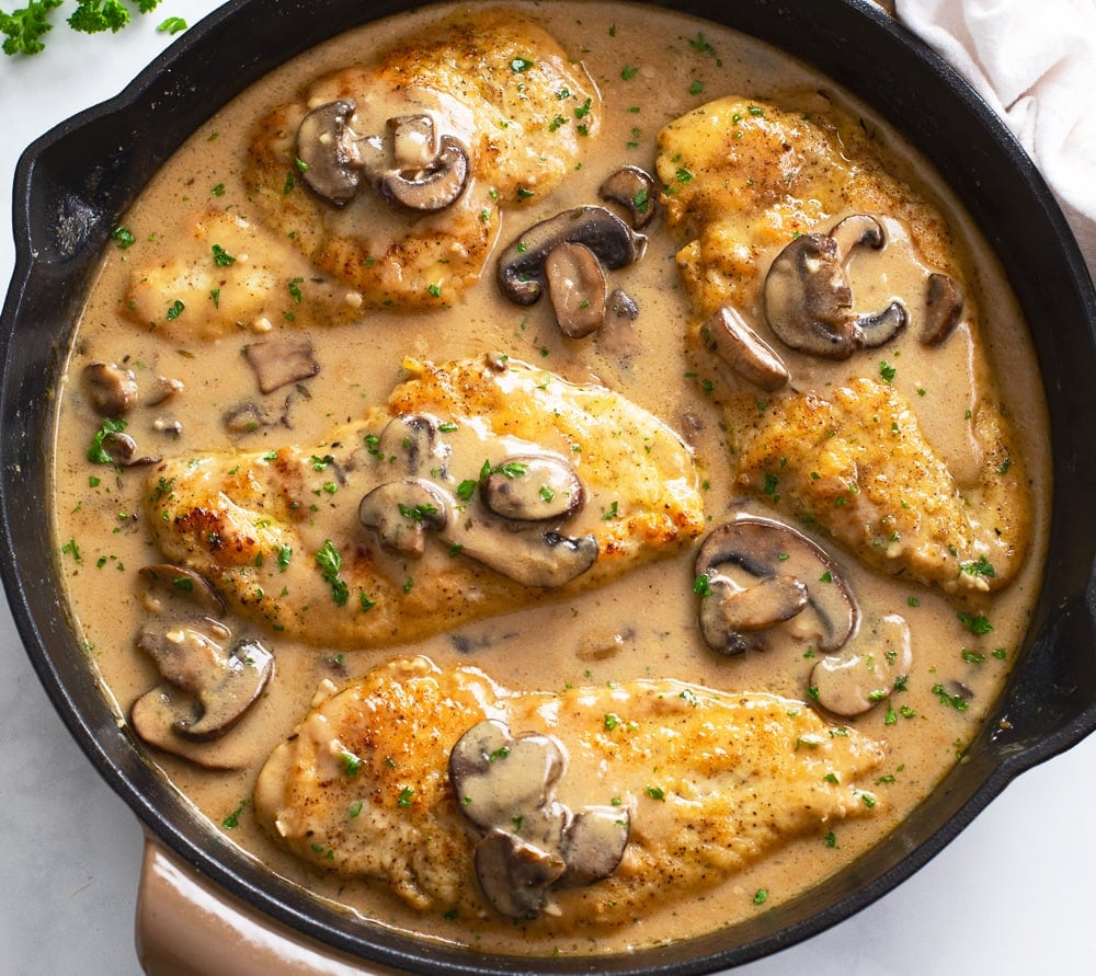 Chicken Marsala with Buttered Noodles - Baker by Nature