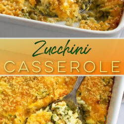 A collage of Zucchini Casserole in a casserole dish.