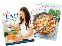 Let's Eat and Cozy Cookbook covers.