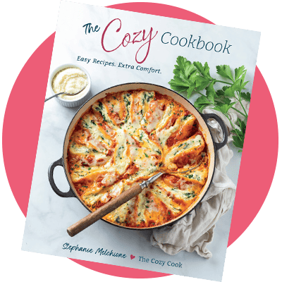 The Cozy Cookbook cover mockup.