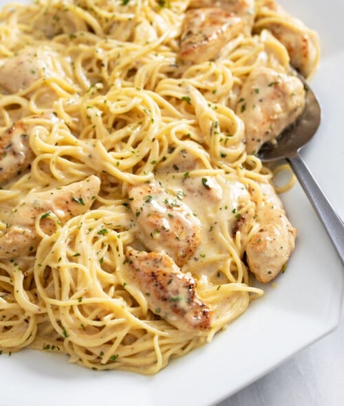 Garlic Parmesan Chicken Pasta - The Cozy Cook