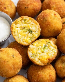 Fried Rice Balls with a cheesy broccoli rice filling.